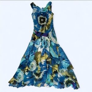 Bohemian Mermaidcore Blue Toned Summer Beach Maxi Ruffle Dress 🐬🌊🐚